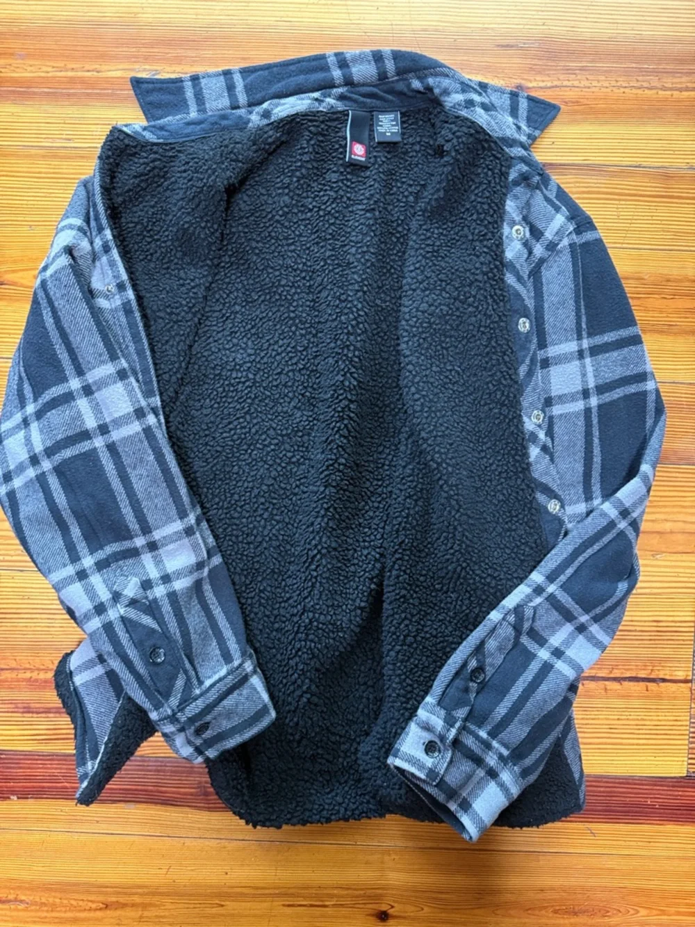 Men's Element Black & Gray Plaid Sherpa-Lined Jacket
